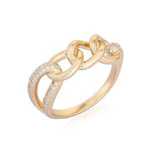 Diamond Embellished 14K (or 18k upon request) Yellow Gold Chain Band Ring
